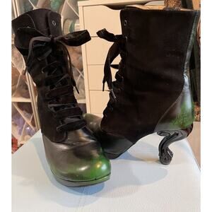Fluevog Queen Transcendent Boot Heel 10.5 Green Super Rare!